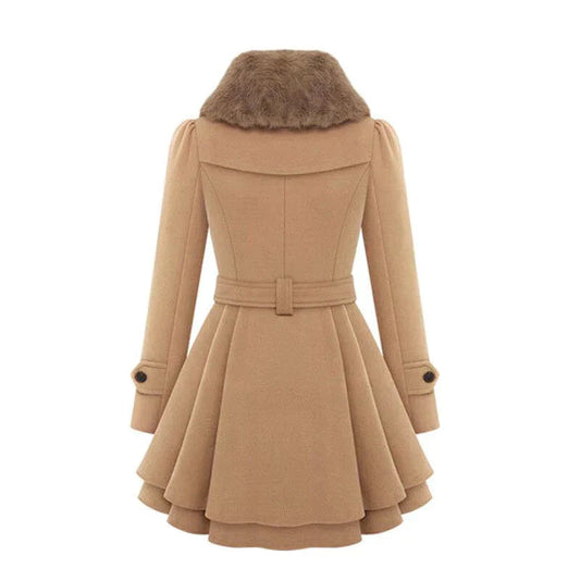 Hedda™ | Lyxig Trenchcoat med Vegansk Päls för en Stilren Look